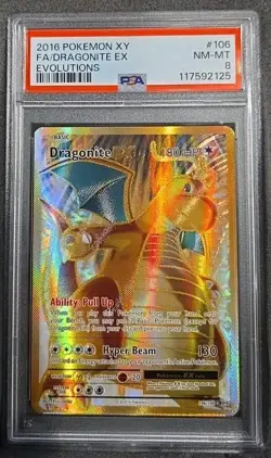 POKEMON CARD DRAGONITE EX FULL ART 106 XY EVOLUTIONS #106 VINTAGE GRADED PSA 8 - Image 1