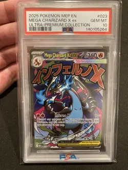2025 Pokemon MEP EN-ME Black Star Promo #023 Mega Charizard X Ex PSA 10 - Image 1
