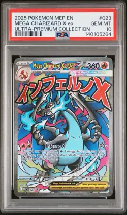 2025 Pokemon MEP EN-ME Black Star Promo #023 Mega Charizard X Ex PSA 10 - Image 2