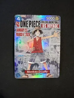One Piece Monkey D. Luffy US Voyage College Basketball Promo Holo Card NM - Image 1