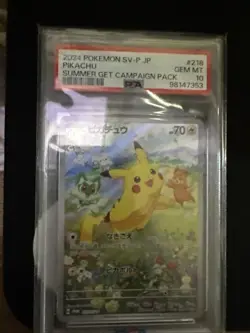 PSA 10 Pikachu 218/SV-P Promo Japanese Pokemon Card 2024 Summer Get Campaign - Image 1