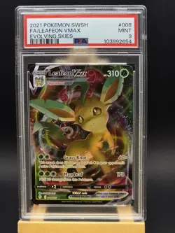 Pokemon TCG Leafeon VMAX Evolving Skies Card 008/203 - PSA 9 - Image 2
