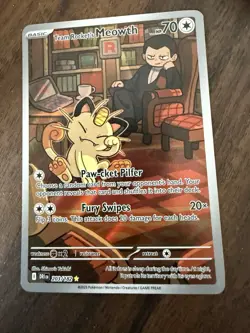 Pokemon TCG Team Rockets Meowth Card 203/182 Destined Rivals Near Mint - Image 1