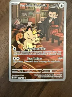 Pokemon TCG Team Rockets Meowth Card 203/182 Destined Rivals Near Mint - Image 3