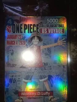 One Piece CCG Monkey.D.Luffy US Voyage Promo Card P-055 St. JOHNS/UCONN PROMO - Image 1