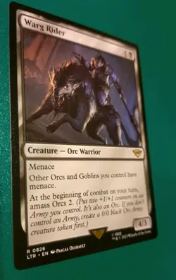 MTG Magic The Gathering Lord Of The Rings Middle Earth Warg Rider Rare 827 NM - Image 1