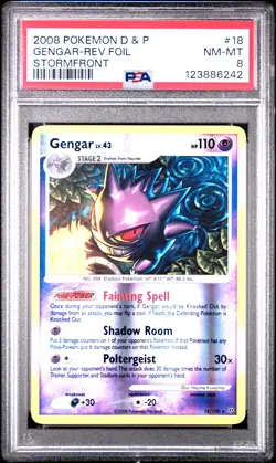 —Gengar-Rev. Foil #18 2008 Pokemon Diamond & Pearl Stormfront— Stormfront PSA 8 - Image 1