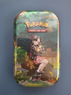 Pokemon Crown Zenith Mini Tin Marnie Sealed 2 Packs 1 Sticker Sheet 1 Art Card - Image 1