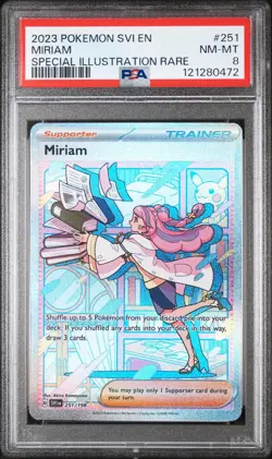 2023 Pokemon Scarlet and Violet Miriam #251 /198 PSA 8 - Image 1