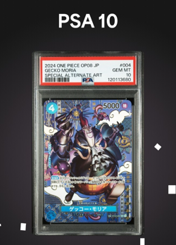 2024 ONE PIECE OP08-TWO LEGENDS SPECIAL ALTERNATE ART #004 GECKO MORIA PSA 10 - Image 1