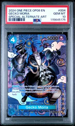2024 ONE PIECE OP08-TWO LEGENDS SPECIAL ALTERNATE ART #004 GECKO MORIA PSA 10 - Image 1