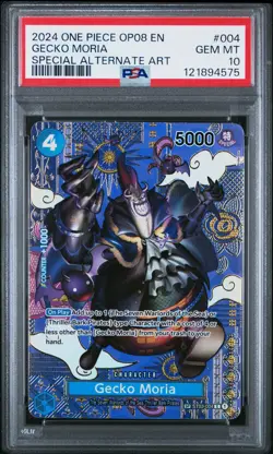 2024 ONE PIECE OP08-TWO LEGENDS SPECIAL ALTERNATE ART #004 GECKO MORIA PSA 10 - Image 1