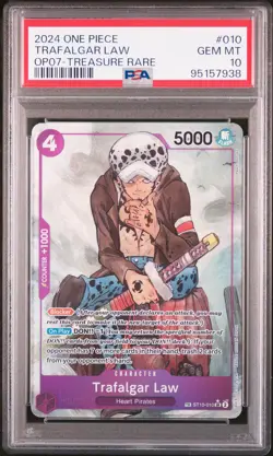 Trafalgar Law One Piece 2024 OP07 Treasure Rare English TR ST10-010 SR PSA 10 - Image 1