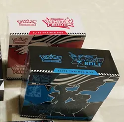 Pokemon Scarlet and Violet Black Bolt/White Flare Pokemon Center ETBs SEALED NEW - Image 1