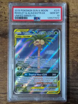 Pokemon S&M Unified Minds Rowlet & Alolan Exeggutor GX 215/236 - PSA 10 Gem Mint - Image 1