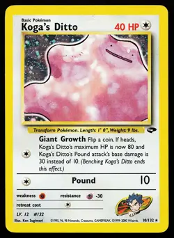 Koga's Ditto 10/132 Holo Rare Gym Challenge Pokemon Card - Image 1