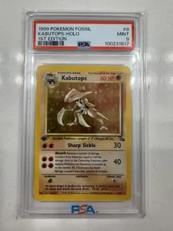 KABUTOPS HOLO #9 PSA 8 • 1999 POKEMON FOSSIL 1ST EDITION - Image 1