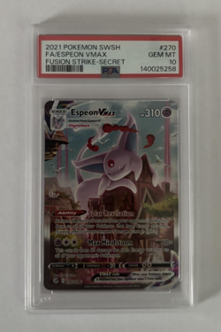 Espeon Vmax PSA 10 Fusion Strike Alt Art Pokemon Card 270/264 Full Art 2021 FA - Image 1