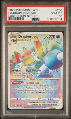 2022 POKEMON SWORD & SHIELD LOST ORIGIN SECRET FULL ART/DRAPION VSTAR 200 PSA 10 - Image 1