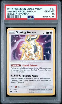 2017 POKEMON SUN & MOON SHINING LEGENDS #57 SHINING ARCEUS-HOLO PSA 10 - Image 1