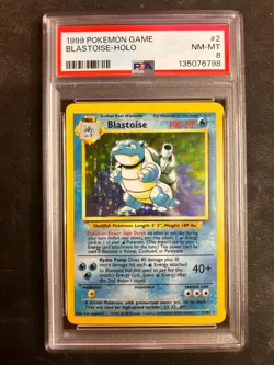 1999 POKEMON BASE SET UNLIMITED #2 BLASTOISE-HOLO PSA 8 - Image 1