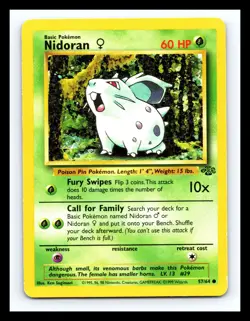 💥 Pokemon TCG Nidoran Jungle 57/64 Regular Unlimited 1st Edition Stamp Non Holo - Image 1