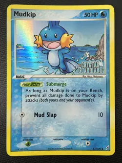 Mudkip 57/100 EX Crystal Guardians Stamped Reverse Holo Pokemon TCG Card LP - Image 1