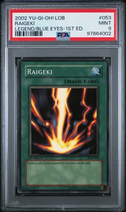 Yu-Gi-Oh! Raigeki LOB-053 1st Edition PSA 9 Mint - Image 1