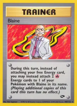 Blaine - 100/132 - Pokemon Gym Challenge Unlimited Rare Card WOTC NM - Image 1
