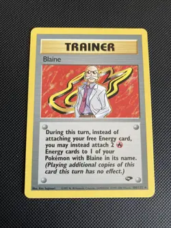 Blaine Non Holo Rare Pokemon TCG Card 100/132 WOTC Gym Challenge - Image 1