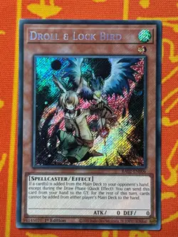 YUGIOH DROLL & LOCK BIRD SECRET RARE 1ST NEAR MINT RA02-EN006 REG ART - Image 1
