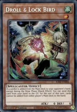 Droll & Lock Bird (Alt Art) - Secret Rare 1st Edition RA02-EN006 - NM - YuGiOh - Image 1