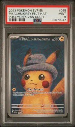 2023 Pokemon SVP En Pokemon X Van Gogh #085 Pikachu Grey Felt Hat PSA 10 MINT - Image 2
