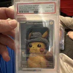 2023 Pokemon SVP En Pokemon X Van Gogh #085 Pikachu Grey Felt Hat PSA 10 - Image 1