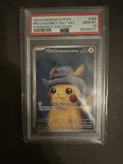 2023 POKEMON SVP POKEMON X VAN GOGH PROMO #085 PIKACHU WITH GREY FELT HAT PSA 10 - Image 1
