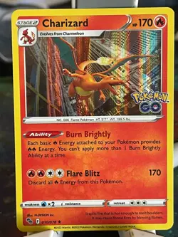 POKEMON CHARIZARD #010/078 RARE HOLOFOIL NM POKEMON GO CARD - Image 1