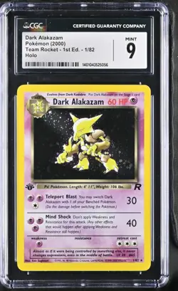 CGC MINT 9 Pokemon Dark Alakazam 50/62 1999 Fossil 1st Edition - Image 1