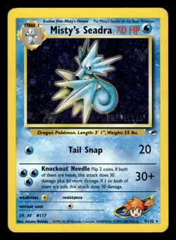 Misty's Seadra 9/132 PRERELEASE Holo Rare Gym Heroes Set Pokemon Card - 1 - Image 1