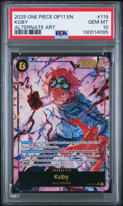 2025 ONE PIECE OP11-A FIST OF DIVINE SPEED ALTERNATE ART #119 KOBY PSA 10 - Image 1