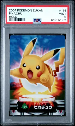 PSA 9 2025 CERT POP 4/2 HIGHER PIKACHU HOLO 2004 CARDDASS POKEMON ZUKAN CARD 134 - Image 1