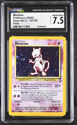 CGC 7.5 Mewtwo 2000 Base Set 2 10/130 Holo Pokemon Card - Image 1