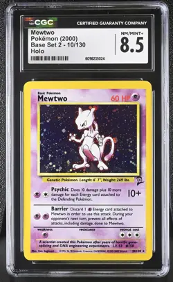 CGC 8.5 Mewtwo 2000 Base Set 2 10/130 Holo Pokemon Card - Image 1
