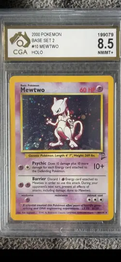 MINT Mewtwo 2000 Base Set 2 10/130 Holo Pokemon Card - Image 1