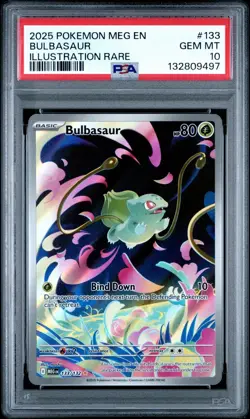 2025 Pokemon Mega Evolutions #133 Bulbasaur Illustration Rare PSA 10 GEM MINT! - Image 1