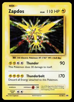 Zapdos 42/108 Holo Rare XY Evolutions Pokemon Card - Image 1