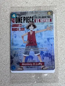Monkey.D.Luffy College Basketball US Voyage One Piece Promotion Card SEALED - Image 1
