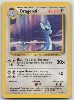 Pokemon Card Dragonair Rare Base Set 018/102 - Image 1