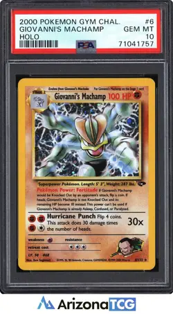 Pokemon 2000 Giovanni's Machamp 6/132 Holo Gym Challenge GEM MINT PSA 10 - Image 1