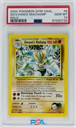 Pokemon Giovanni's Machamp #6/132 Gym Challenge Holo Rare PSA 10 GEM MINT - Image 1