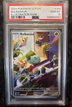Pokemon TCG Bulbasaur Stellar Crown Illustration Holo Card 143/142 PSA 10 - Image 1